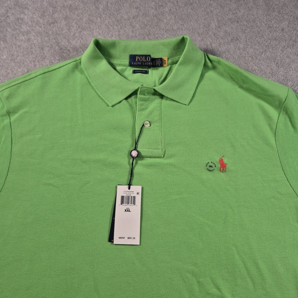 Polo Ralph Lauren Classic Fit Green Solid Short Sleeve Polo Shirt Men's XXL